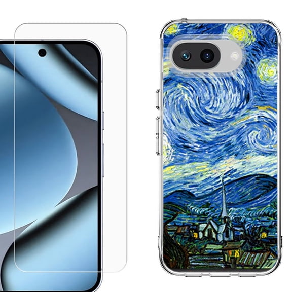ShockProof Phone Case for Google Pixel 10a, with Screen Protector, by OneToughShield - Starry Night France