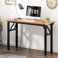 thumbnail image 1 of Folding Computer Desk Foldable Work Desk Table Writing Desk Folding Home Office Desk  No  to Assemble  Teak&, 1 of 5