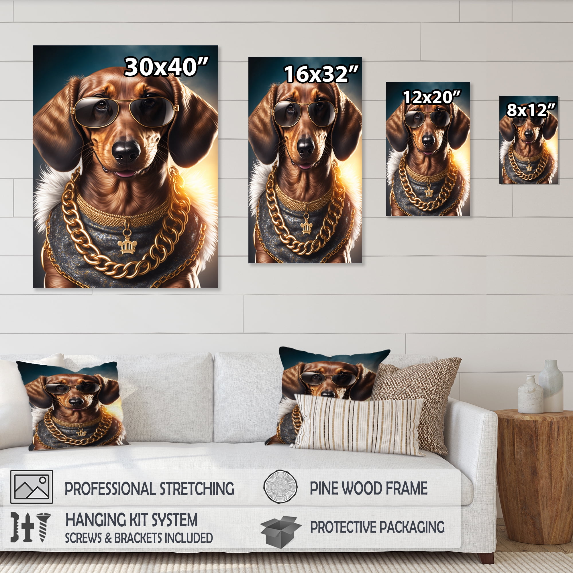 Designart Dachshund Gangster In NYC V Canvas Wall Art