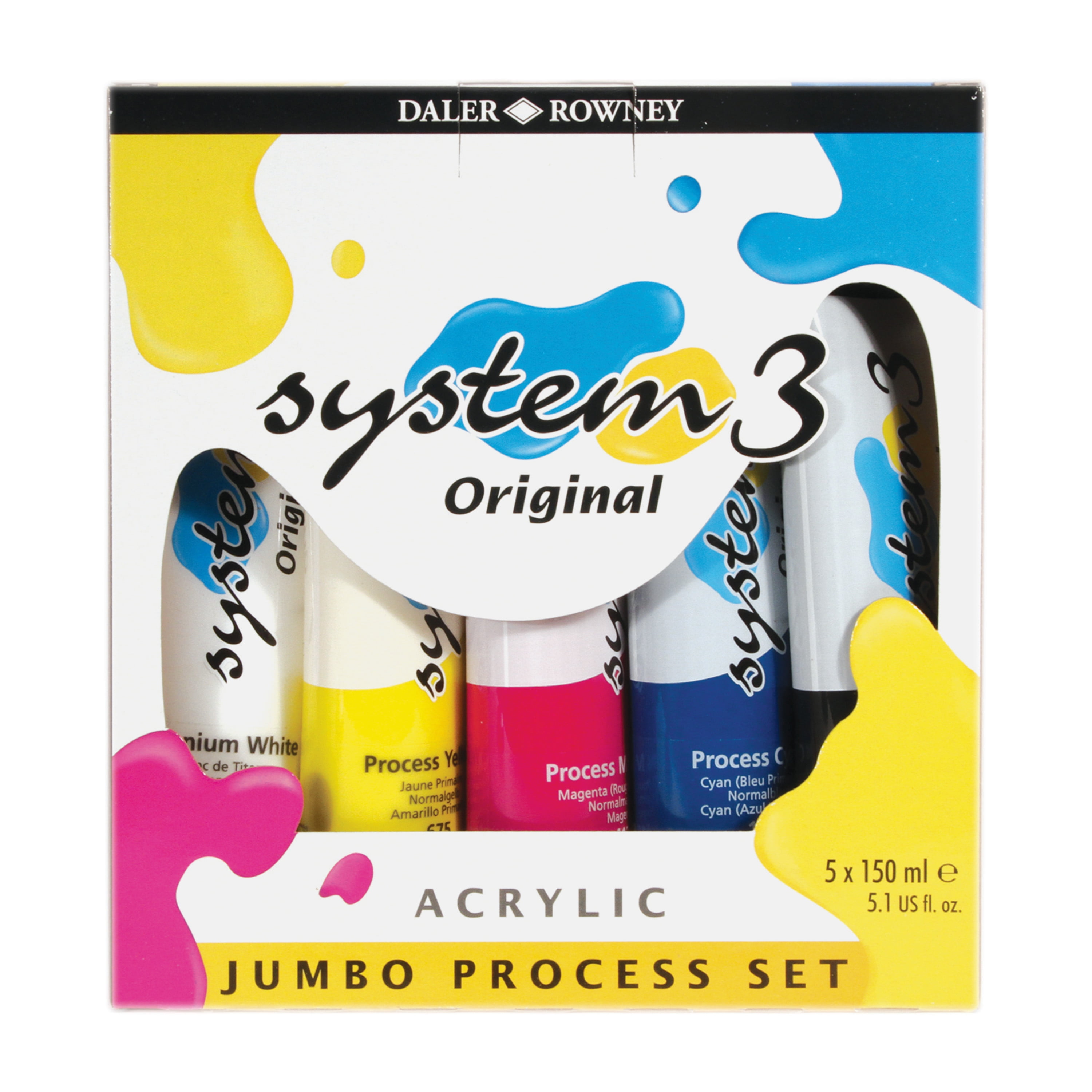DalerRowney Original System 3 Acrylic Paint Set, 5Colors, Jumbo