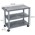 thumbnail image 3 of Luxor 18" x 32" Three Shelf Flat Utility Cart - Gray, 3 of 4