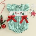 thumbnail image 3 of Spewahor Infant Baby Girls Christmas Plaid Romper 0 3 6 12 18 Months Tree Santa Embroidery Flying Sleeve Round Neck Jumpsuit, 3 of 8