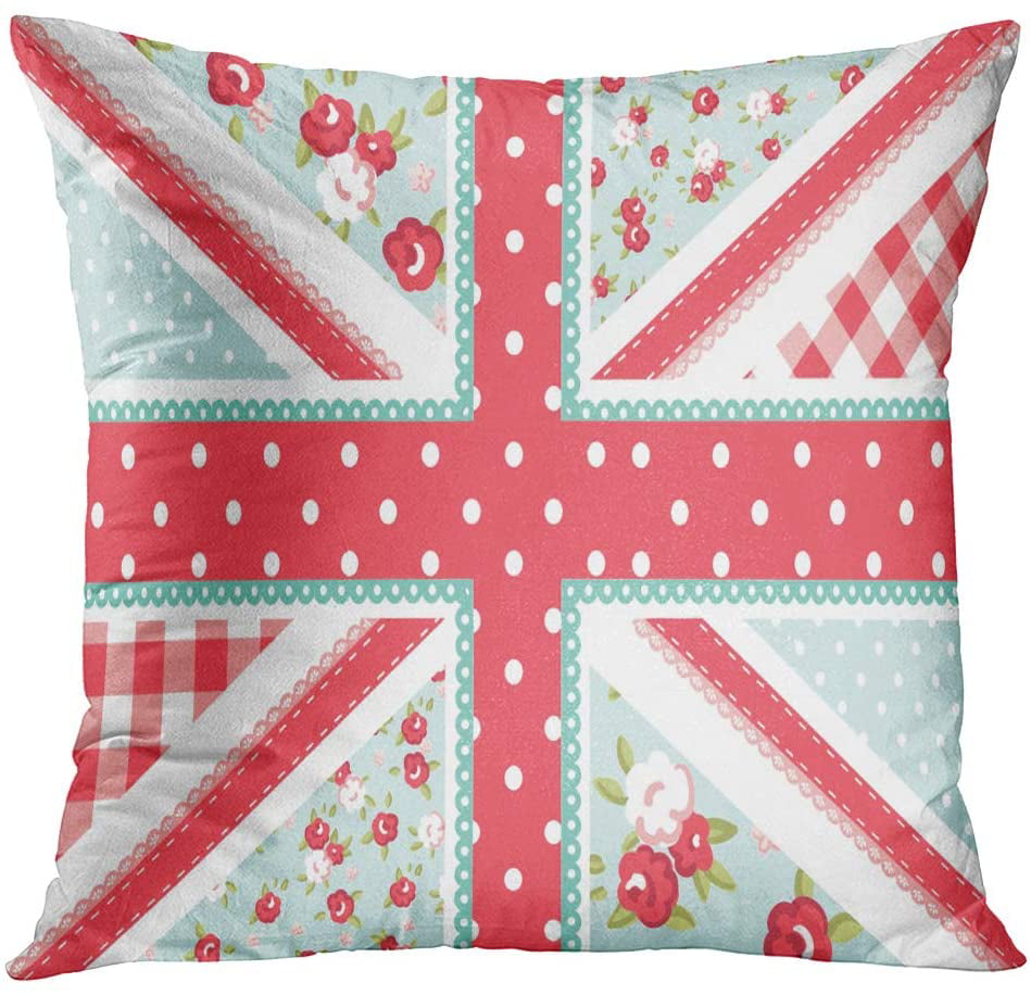 Small Union Jack floral pillow covers