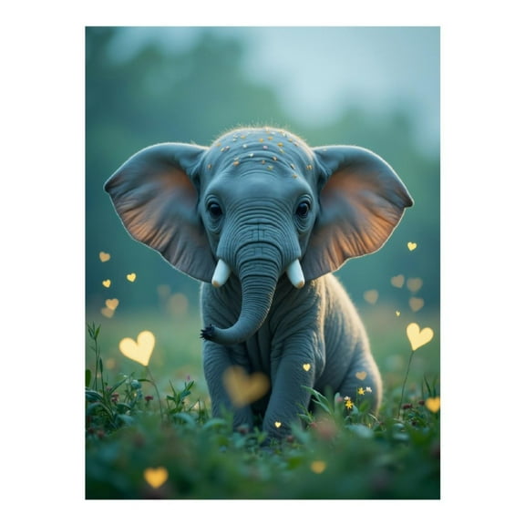 Diamond Art Kit for Adults, Elephant Hearts Nature Diamond Painting for Adults Beginners, 5D DIY Diamond Art Painting Kits, Colorful Diamond Painting Craft for Home Decor 12x16