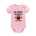 thumbnail image 2 of Gibobby Mameluco para niña con estampado de Rugby y letras de manga corta para niños y niñas, mono para recién nacidos, ropa para niños(Rosa, 6-9 Meses), 2 of 3
