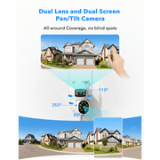 Toguard SC49 10CH Wired Security Camera System Outdoor with 500G Hard Drive, 2K 10.1 LCD NVR Monitor, 4pcs 2K/2MP+2PM PTZ Dual Lens Linkage Security Surveillance Cameras, Wireless WiFi Sigal