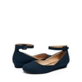 thumbnail image 4 of DREAM PAIRS Bailarinas para Mujer en Gamuza Azul Marino con Correa en el Tobillo, 4 of 6