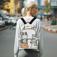 thumbnail image 7 of FORMRS Mini Backpack Purse for Women Quilted Travel Daypack Casual Shoulder Bag, Gray Cute Chubby Cat, 7 of 7