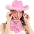 thumbnail image 2 of Women's Cowboy Hat Set with Bandana and Heart Glasses - Cowgirl Costume Hat for Teen Girls Party Dress Up, 2 of 4