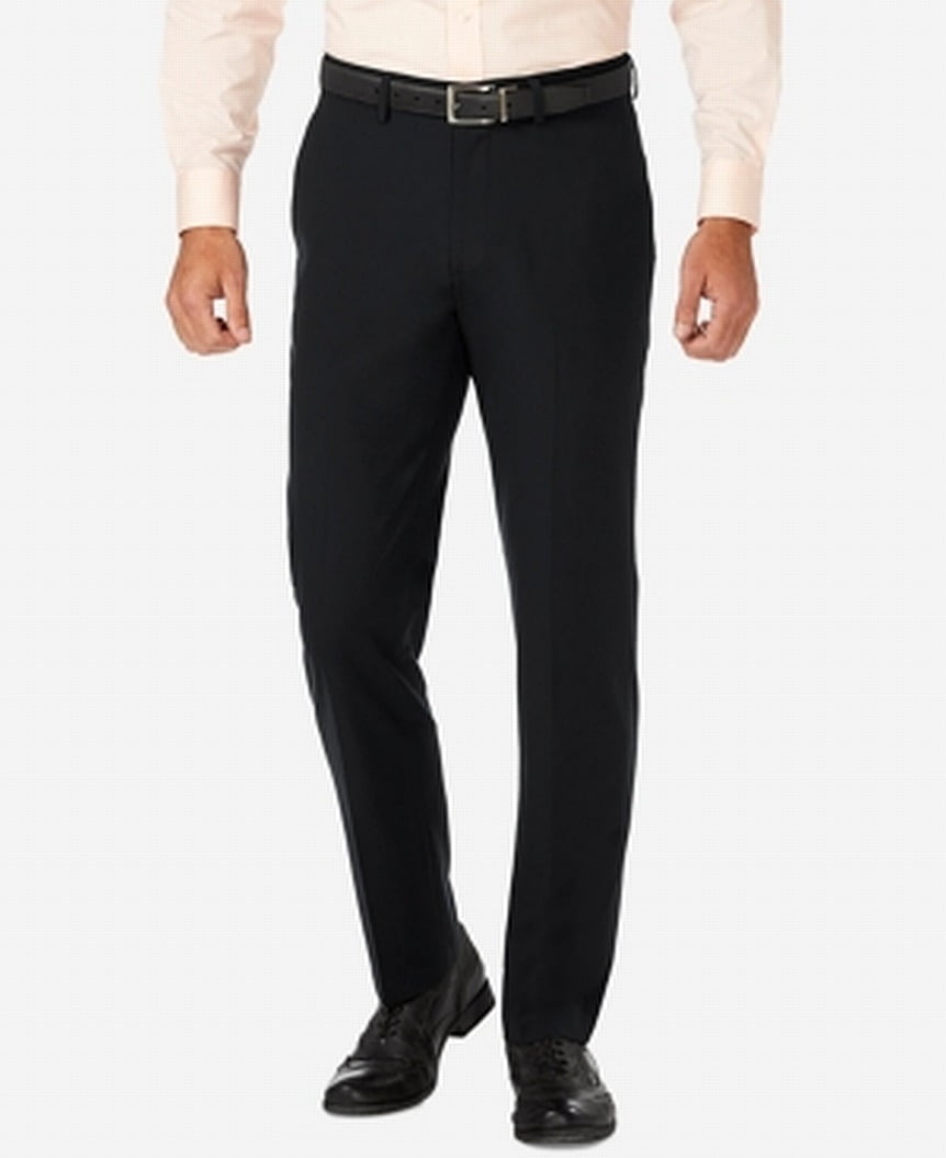 Haggar Mens Pants Black Size 34X29 Slim Fit Dress - Flat Front Stretch