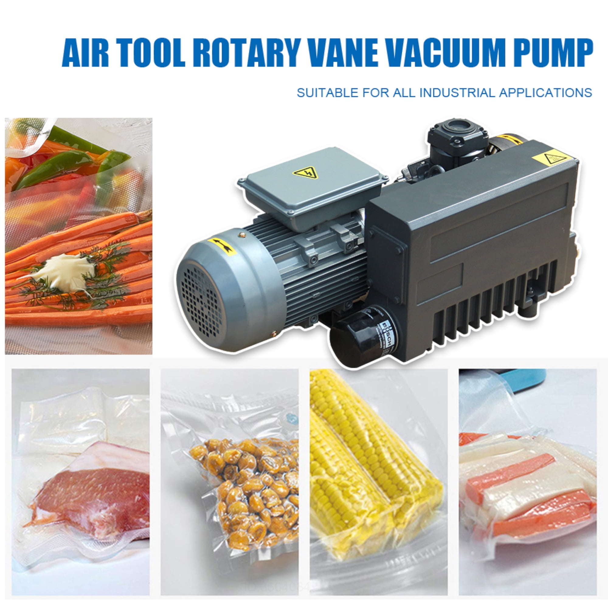 HPDMC 2HP Rotary Vane Vacuum Pump - 23.4 CFM, 220V/60Hz 1-Phase, Oil Sealed Pump with NPT 1/4" Port