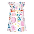 thumbnail image 4 of WOYY Girls Flutter Sleeves Preppy Dress Cute Cartoon Print Everyday Dresses, Sizes 1-12, 4 of 5