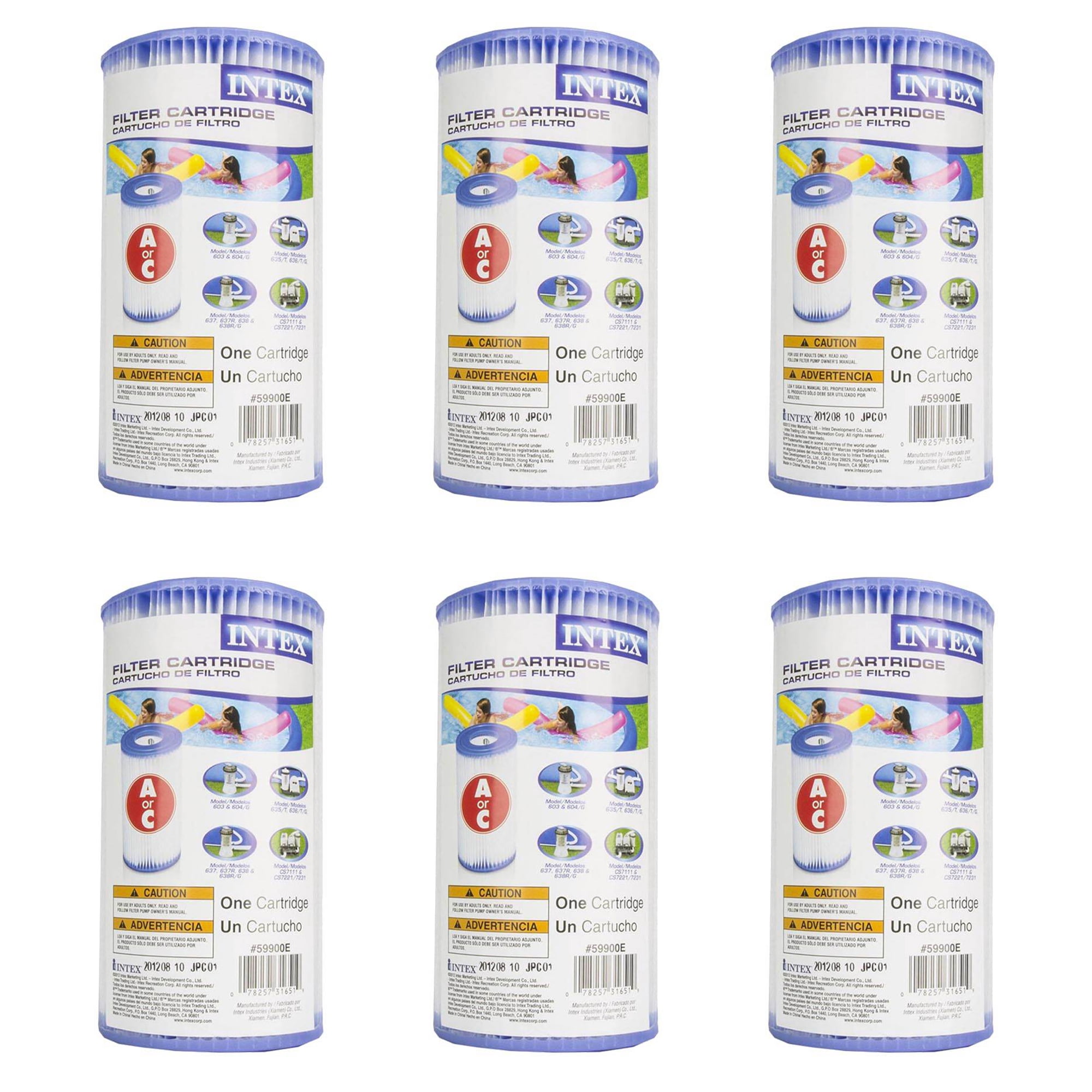 Intex 1000 GPH Pool Filter Pump with Type A & C Filter Cartridge (6 Pack)