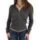 thumbnail image 3 of Sudadera con Capucha para Mujer con Cremallera, Larga, Corte Entallado, Punto Acanalado, Capucha y Bolsillos, Chaqueta y Abrigo. Gris Oscuro XL, 3 of 9