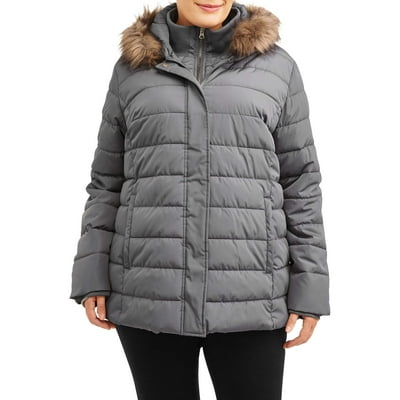 Puffer Jacket Time And Tru Fuzzy Jacket Time And Tru Womens And