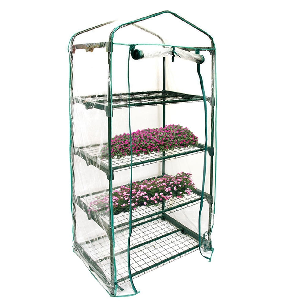 Small Portable Gardening Plant Cover with Roll Up Zip Door Green mlloaayo 4 Tier Garden Greenhouse Cover Without Frame Reinforced Replacement Greenhouse Covers 