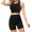 Black, variant on LOVZFMLL Workout Sets for Women Round Neck Sleeveless Crop Tank Top and High Waist Biker Shorts Sets Athletic Yoga Matching Clothing for Summer Army Green L