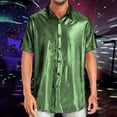 thumbnail image 2 of Men's Sequin Short Sleeve Shirt Slim Fashion Base Tee for Nightclubs and Style Men Shirts Green XXL, 2 of 6