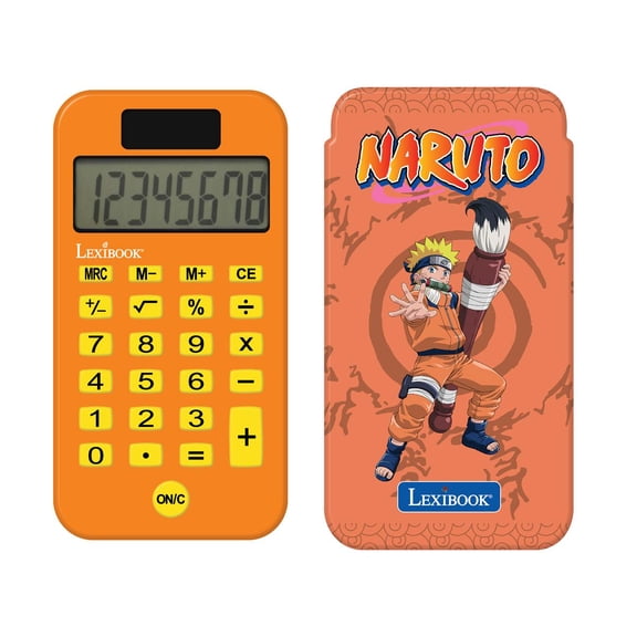 Lexibook Naruto Pocket Calculator, Solar & Cover, 8-Digit, Orange