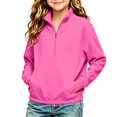 thumbnail image 2 of RUTAYY Girls Half Zip Sweatshirt Long Sleeve Stand Collar with Pockets Fall Winter Basic Casual Pullover Top, Hot Pink, 2 of 4