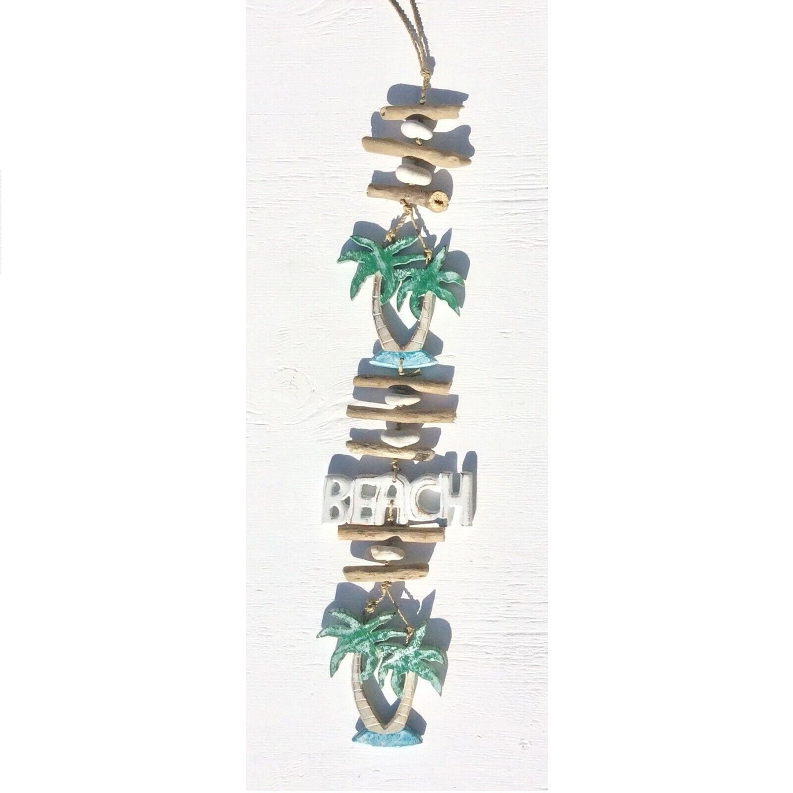 Beach Driftwood Hanging Strand with Palm Trees Home Coastal Decoration Wood New