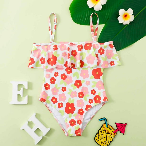 Lolmot Baby Girls Swimwear Childrens Swimsuit Off The Shoulder Sleeveless Surfing One piece Swimsuit Bathing Suit Swimming Suit Walmart