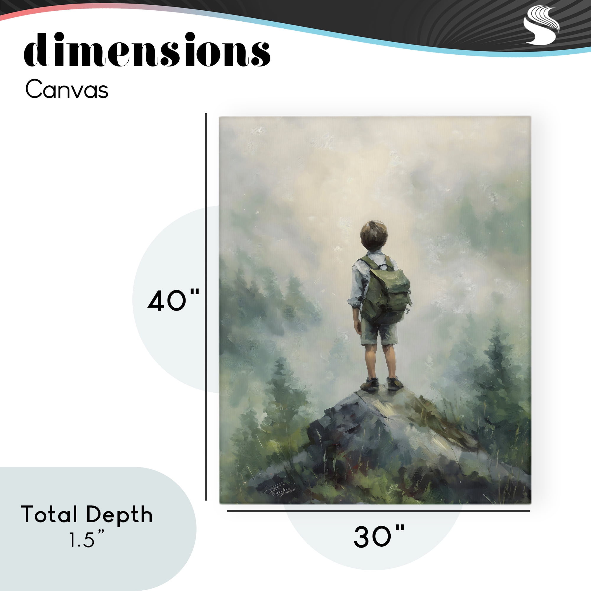 Boy Adventurer Atop Mountain Canvas Wall Art, design by Arlington Prints