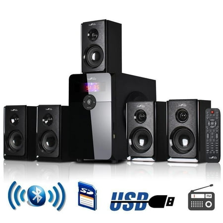 beFree Sound BFS-450 5.1 Channel Surround Sound Bluetooth Speaker System in Black