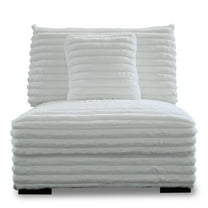 Ezo Armless Accent Chair, White Polyester Corduroy, Soft Cushioned