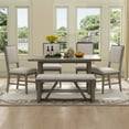 thumbnail image 3 of Harper & Bright Designs 6 Pieces Retro Dining Set for 6, Rectangular Dining Table with Trestle Base and 4 Upholstered Chairs and 1 Bench for Dining Room and Kitchen, Gray, 3 of 19