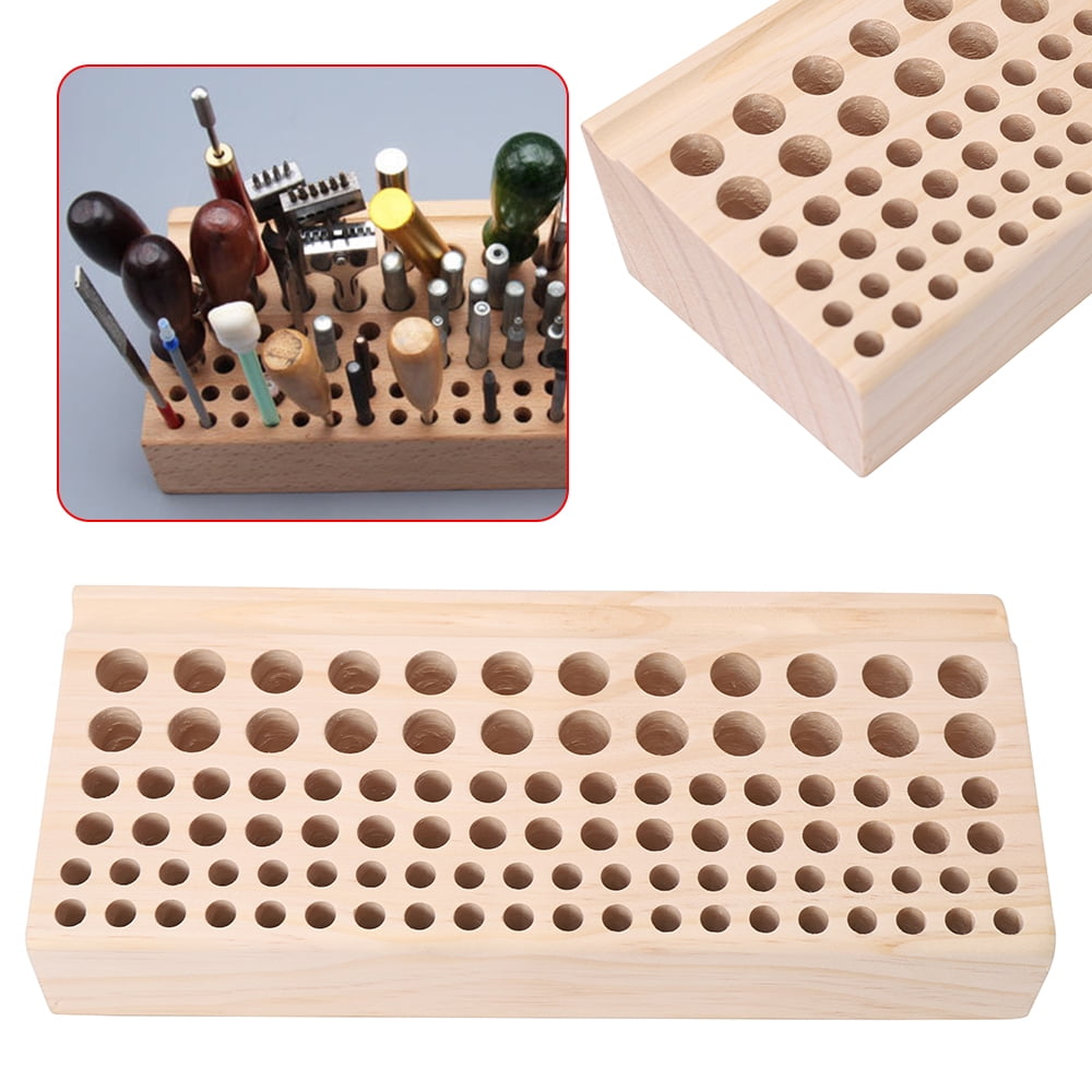Dwellnix Wooden Leather DIY Craft Tools Rack Stamp Holder Organizer 98 Holes Tool box USA