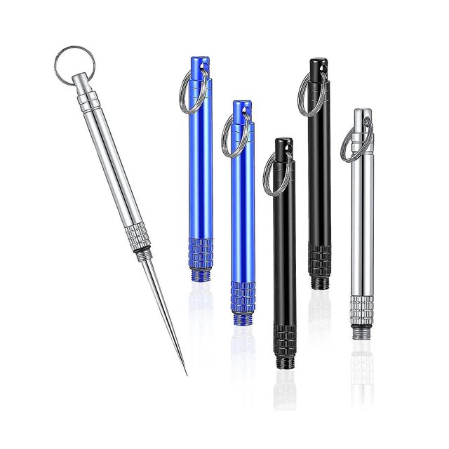 Palillos de dientes de titanio de metal de 6 piezas, palillos de dientes de bolsillo reutilizables portátiles con dientes de acero inoxidable-- Teléfono móvil Teléfono móvil Accesorios para teléfonos móviles