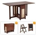 thumbnail image 4 of VINGLI Folding Dining Table Extendable Drop Leaf Foldable Table 5 Piece with 4 Chairs 2 Drawers and Wheels for Kitchen Space Saving，Natural, 4 of 20