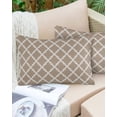 thumbnail image 6 of Pack of 2 Outdoor Pillow Covers, Beige Moroccan Pattern Geometric Waterproof Square Throw Pillowcase Cushion Decorative Pillow Covers for Couch Patio Tent, 20x12 in, 6 of 6