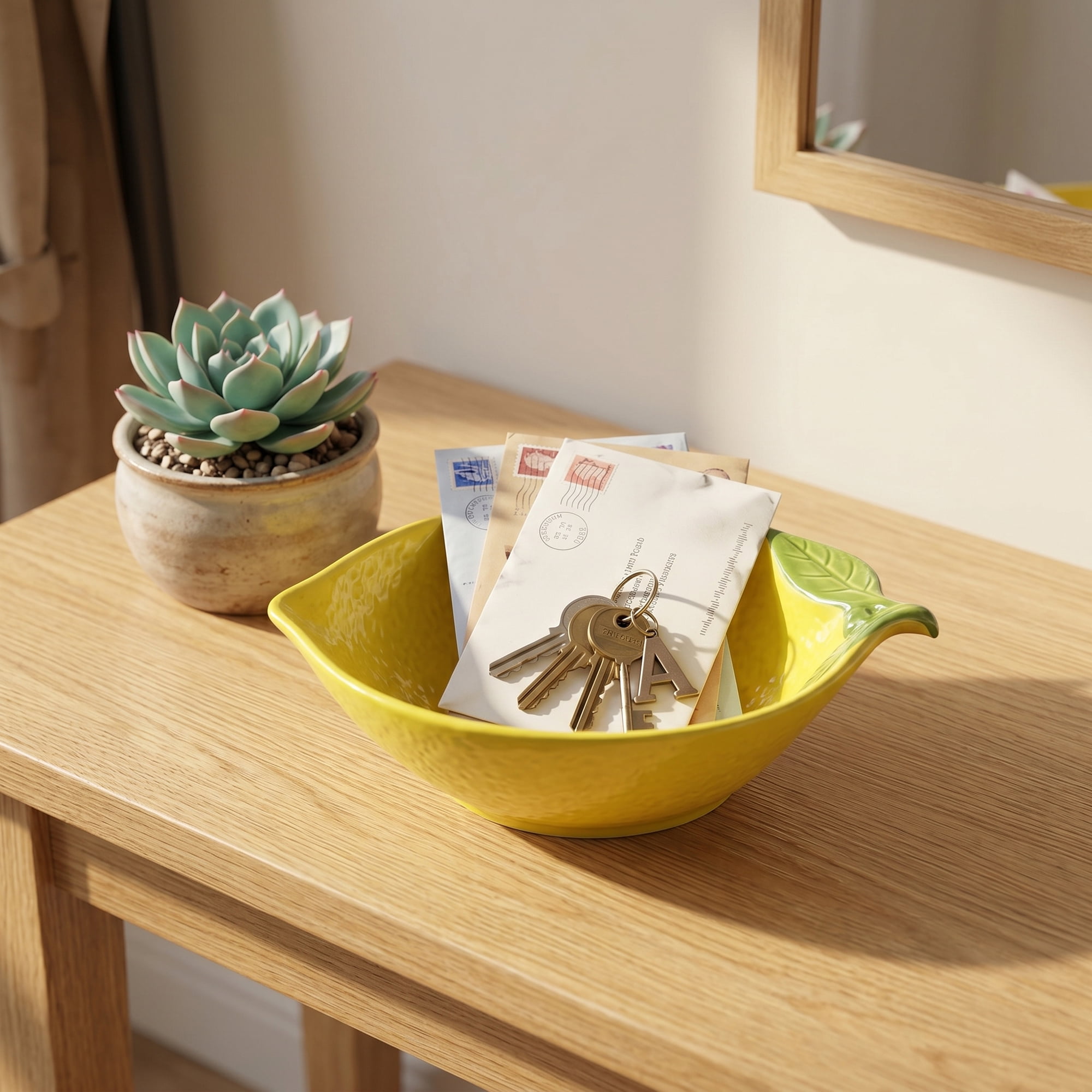 Unique Bargains Cute Lemon Shaped Ceramic Small Citrus Bowl Yellow 7.3" x 5" x 2.1"
