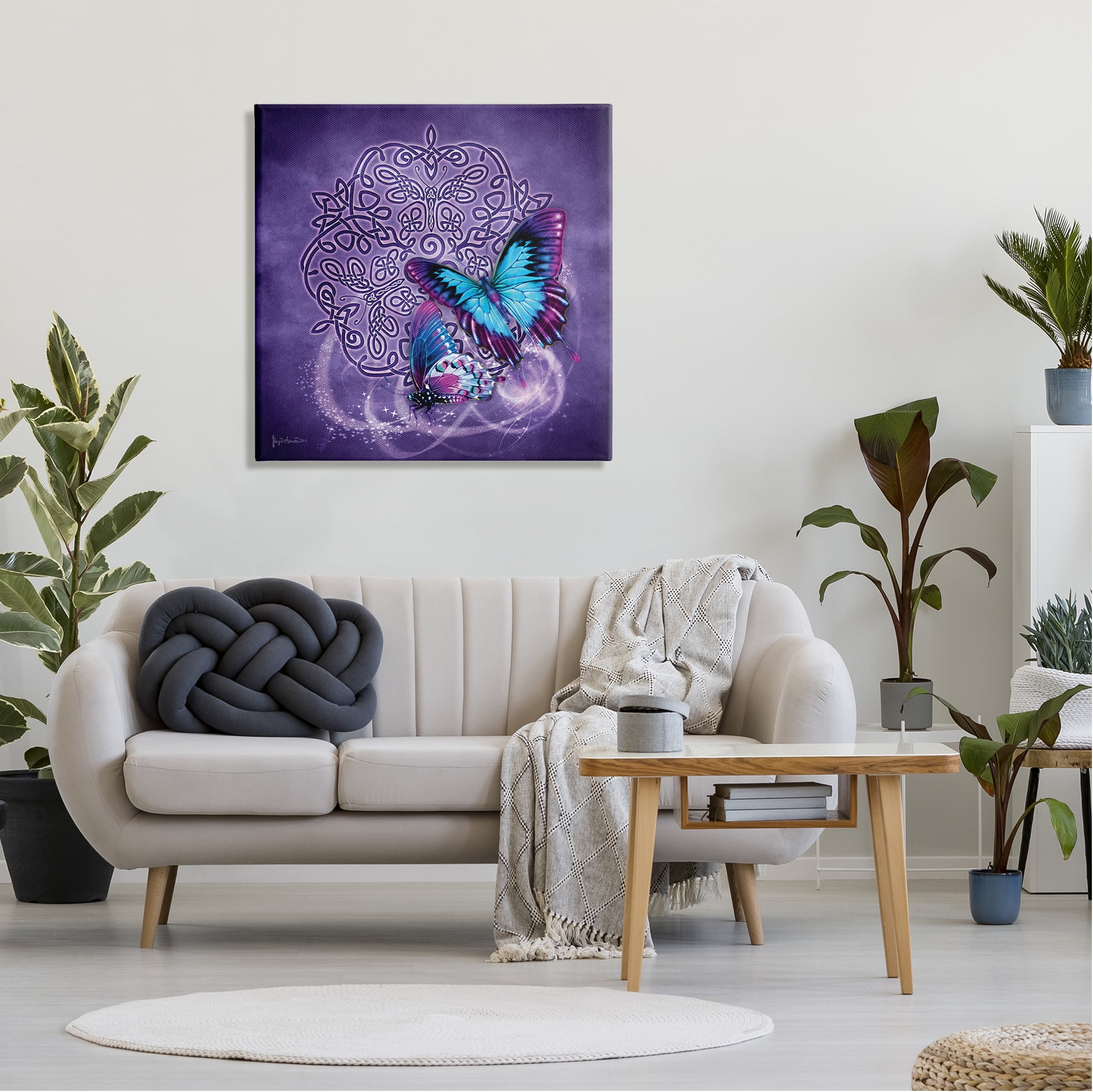 Stupell Industries Celtic Purple Butterflies Animals & Insects Painting Gallery Wrapped Canvas Art Print Wall Art, 30 x 30