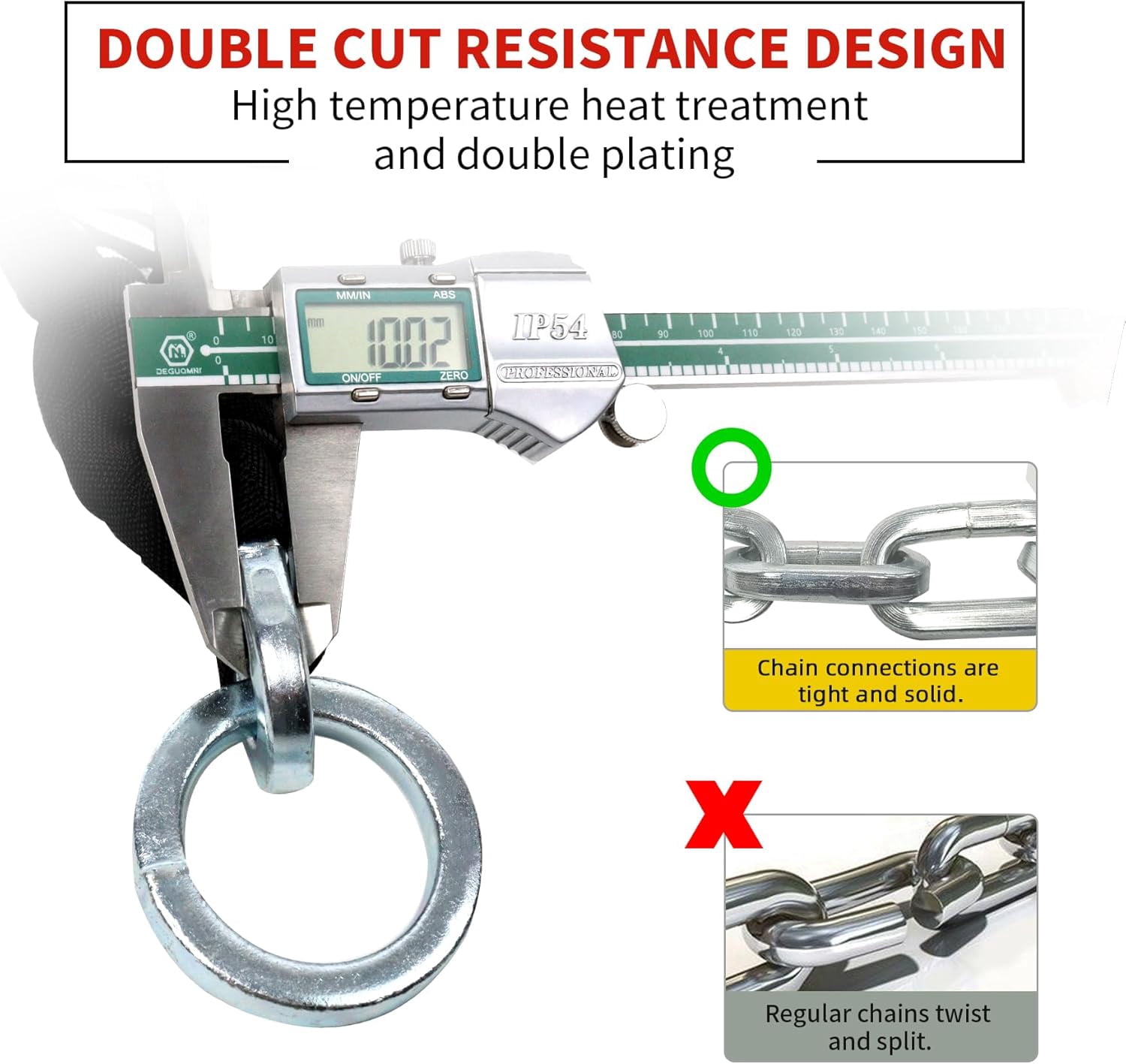 Motorcycle Chain Lock 150cm/5ft Heavy Duty Bike Chain Lock Anti-Theft Cutproof 12mm Thick Security Bicycle Chain Lock with 4Keys 16mm U Lock Disc Lock for Moped,Motorcycle,Gate