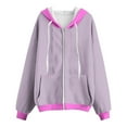 thumbnail image 4 of UPPADA Womens Zip Up Hoodie Plus Size Long Sleeve Color Block Hoodies Casual Loose Fit Hooded Sweatshirts Drawstring Pullover with Pocket Womens Zipper Hoodie Pink,M, 4 of 5