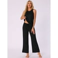 thumbnail image 3 of DARING DIVA Tank Pajama Waffle Knit Wige Leg Pants 2 Piece Lounge Set L Black, 3 of 6
