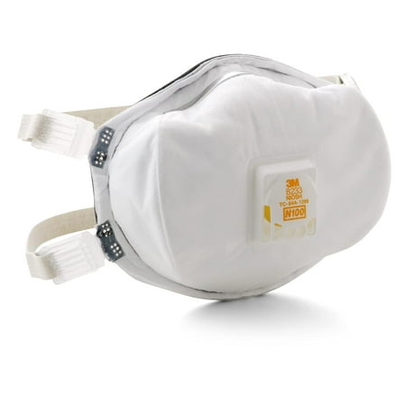 NIOSH-Approved N100 Disposable Respirator with Exhalation Valve for Non-Oil-Based Particulates Model 8233 (Single Unit)