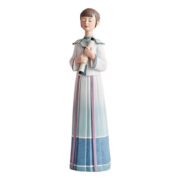 Adorno de escultu resina de estatua de niñas para estantería de Azul Zulema estatua de las niñas