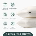 thumbnail image 2 of 22 Momme Mulberry Silk Pillowcase, 6A Hypoallergenic, Hidden Zipper, Standard White, 1 Pack, 2 of 7