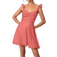 thumbnail image 1 of Vestido sin espalda de gasa lisa para mujer - Tirantes finos, ropa de oficina/casual - Tallas S-XL, 1 of 5