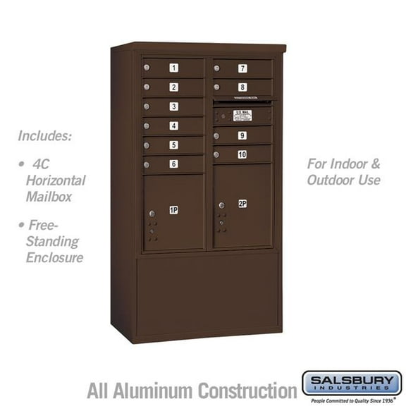 Salsbury Industries  31.75 x 52.875 x 18.5 in. Free-Standing 4C Horizontal Mailbox Unit - Front Loading - USPS Access, Bronze