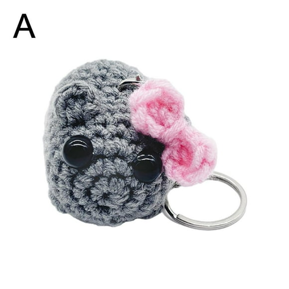 New Sad Hamster Crochet Cartoon Sad Hamster Crochet Doll Keychain