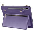 thumbnail image 7 of for Samsung Tab S9 11.0" 2023 SM-X710 Envelope Wallet Back Case, Premium PU Leather Zipper Pocket Kickstand with Shoulder Strap & Hand Strap Case for Tab S9 FE 10.9" 2023 SM-X510 - Purple, 7 of 7