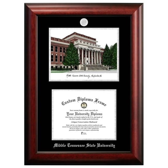 Campus Images TN999LSED-1185 11 x 8.5 in. Middle Tennessee State University Silver Embossed Diploma Frame with Lithograph