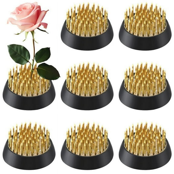 8 Pcs Flower Frogs Round Brass Flower Holder Japanese Ikebana Vase Floral Frogs Flower Arranger (1.34 Inch)