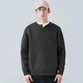thumbnail image 5 of Suéter de punto con capucha de color liso para hombre, ropa para hombre, jersey liso, estilo coreano, talla grande, tops ajustados de algodón, 5 of 5