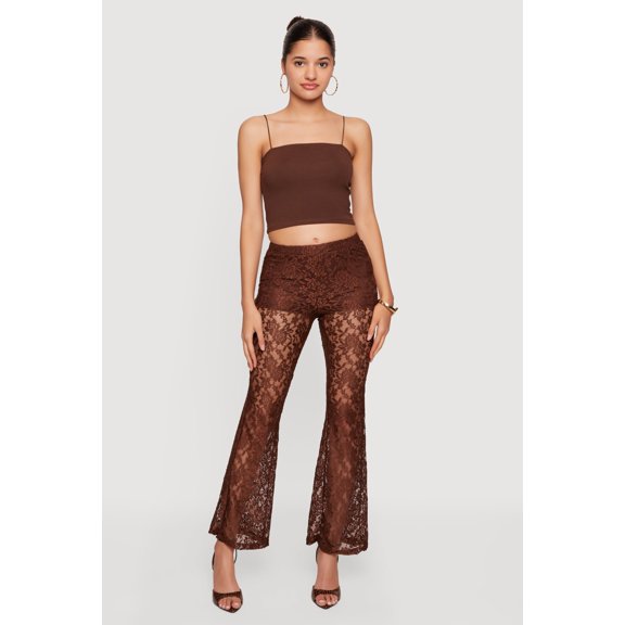 Women's Floral Lace Flare Leg Casual Pants